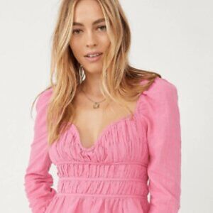 Free People Top Women's Size Medium Pink Chloe Blouse